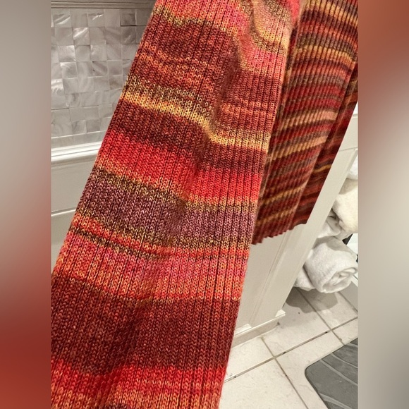 Anthropologie moth sydney turtleneck medium red orange multicolor ribbed wool - Picture 7 of 16